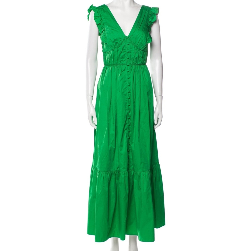 SELF-PORTRAIT 100% Cotton Short Sleeve Cut Out Back Tie Midi Dress - Picture 6 of 12